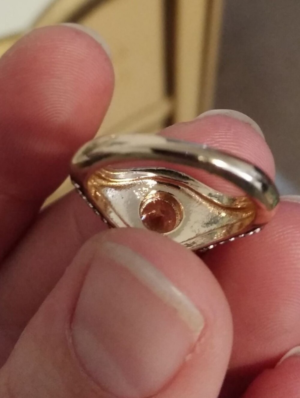 Vintage 14k Gold Over Silver Round Morganite Pink Tourmaline Accent Ring sz 6 - Picture 12 of 12